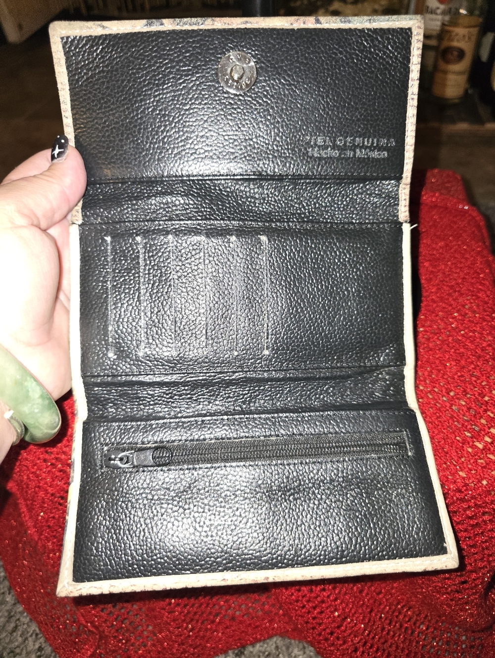 Religious Print Foldover Wallet in Muted Tones In Preloved Condition - Picture 5 of 8